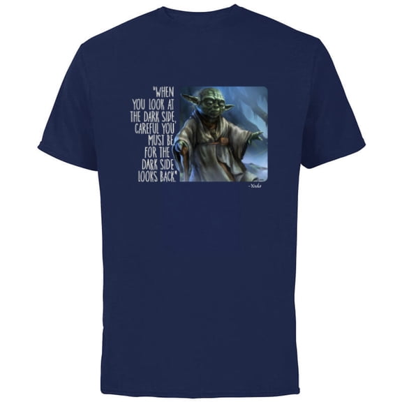 Star Wars Yoda Quote When You Look at the Dark Side - Short Sleeve Cotton T-Shirt for Adults - Customized-Navy