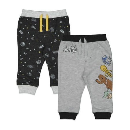 Star Wars Yoda R2-D2 Chewbacca Infant Baby Boys 2 Pack Jogger Pants Newborn to Infant