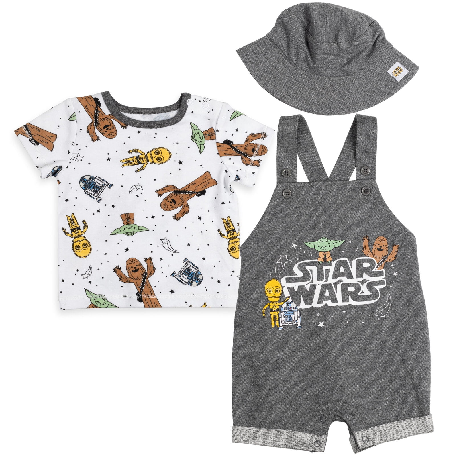 Star Wars Yoda R2-D2 Chewbacca Newborn Baby Boys French Terry Short ...