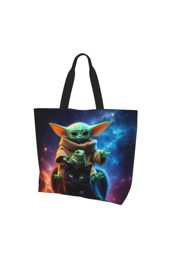 Star-Wars-Yoda Shoulder Bag Handbag Large Capacity Women's Single Shoulder Shopping Bag for Travel Work School for Adult Student 15*19 inches