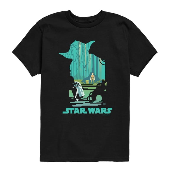 Star Wars - Yoda Silhouette Scene - Youth Boys Short Sleeve Graphic T-Shirt