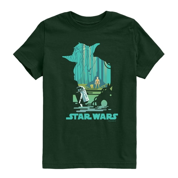 Star Wars - Yoda Silhouette Scene - Youth Boys Short Sleeve Graphic T-Shirt