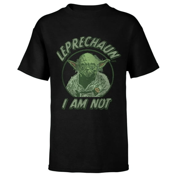 Star Wars Yoda St. Patrick's Day Leprechaun I Am Not - Short Sleeve T-Shirt for Kids - Customized-Black