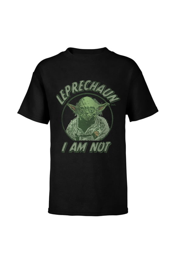 Yoda St. Patrick's Day Leprechaun I Am Not - Short Sleeve T-Shirt for Kids - Customized-Black