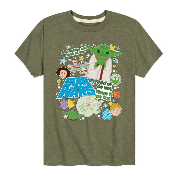 Star Wars - Yoda Stickers - Toddler And Youth Short Sleeve Tee
