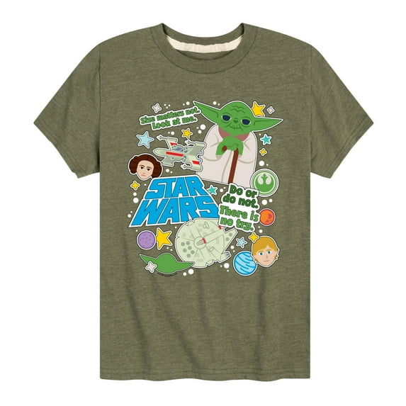 Star Wars - Yoda Stickers - Toddler And Youth Short Sleeve Tee
