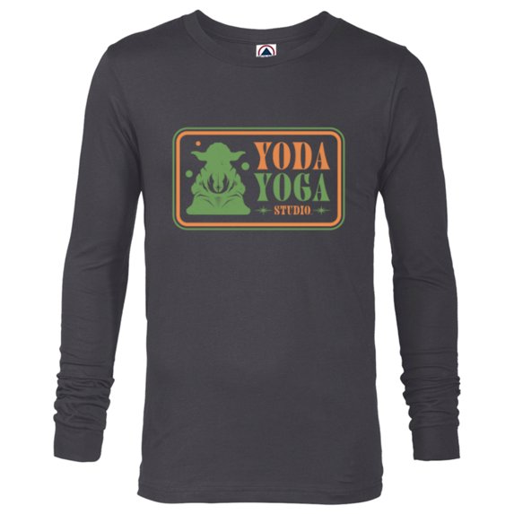 Star Wars Yoda Yoga Studio Logo Funny - Long Sleeve T-Shirt for Men - Customized-Charcoal Heather