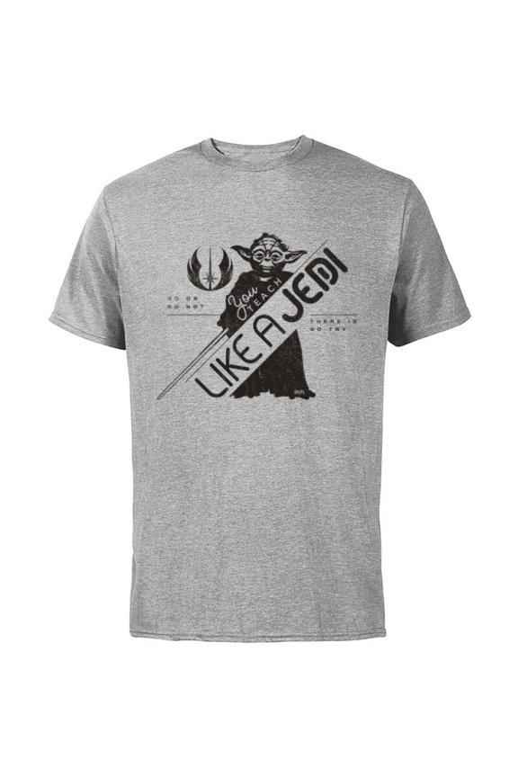 Yoda You Teach Like a Jedi Teacher’s Day - Short Sleeve Cotton T-Shirt for Adults - Customized-Athletic Heather