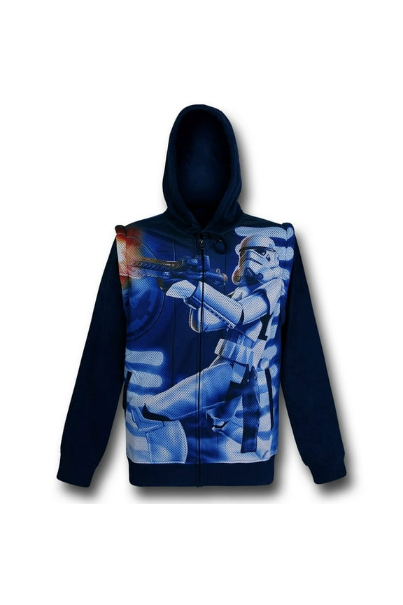 You Fired Men's Navy Sublimated Hoodie w Removable Sleeves, 2XL