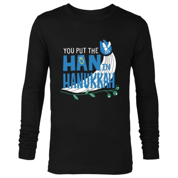 Star Wars You Put the Han in Hanukkah Millennium Falcon - Long Sleeve T-Shirt for Men - Customized-Black