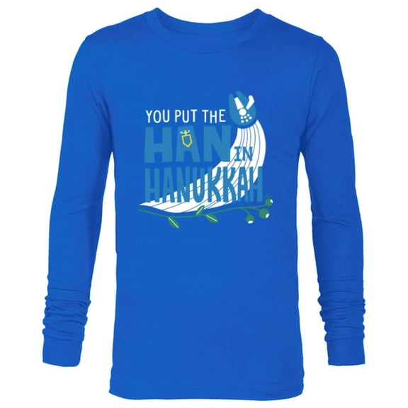 Star Wars You Put the Han in Hanukkah Millennium Falcon - Long Sleeve T-Shirt for Men - Customized-Navy