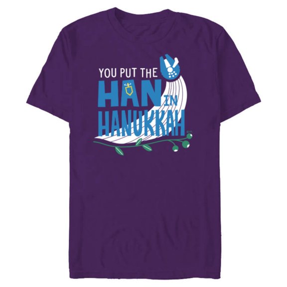 Star Wars You Put the Han in Hanukkah Millennium Falcon - Short Sleeve Blended T-Shirt for Adults - Customized-Purple