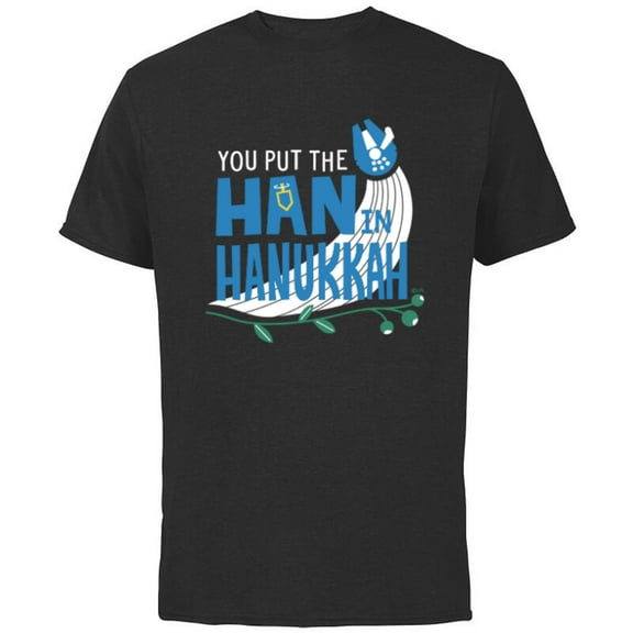 Star Wars You Put the Han in Hanukkah Millennium Falcon - Short Sleeve Cotton T-Shirt for Adults - Customized-Black