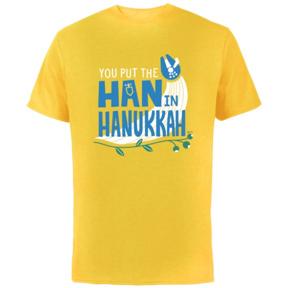 Star Wars You Put the Han in Hanukkah Millennium Falcon - Short Sleeve Cotton T-Shirt for Adults - Customized-Yellow