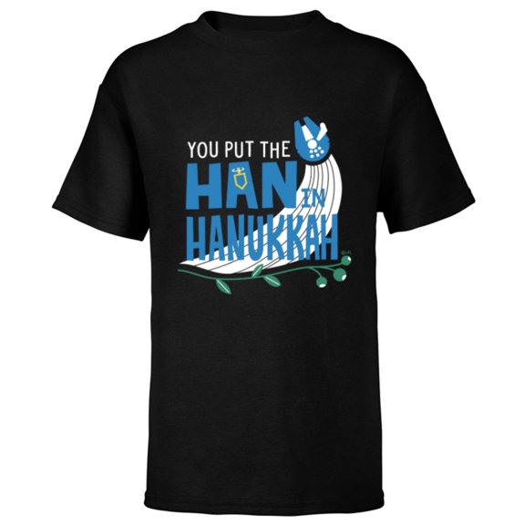 Star Wars You Put the Han in Hanukkah Millennium Falcon - Short Sleeve T-Shirt for Kids - Customized-Black