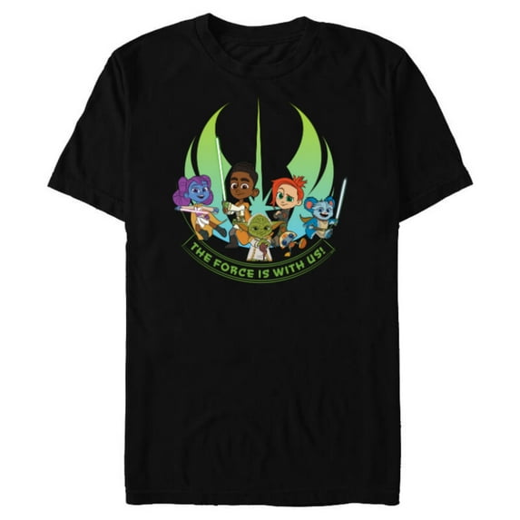 Star Wars Young Jedi Adventures Group The Force Is With Us! - Short Sleeve Blended T-Shirt for Adults - Customized-Black