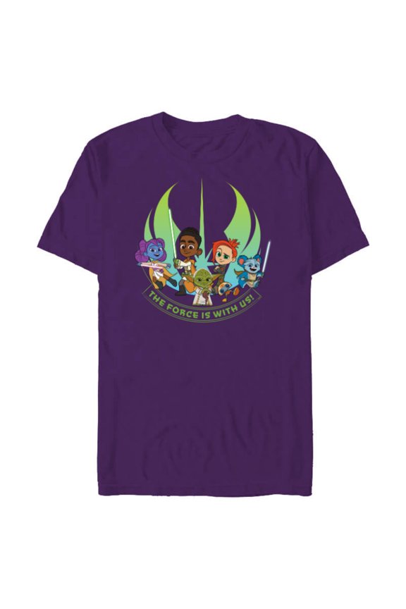 Young Jedi Adventures Group The Force Is With Us! - Short Sleeve Blended T-Shirt for Adults - Customized-Purple