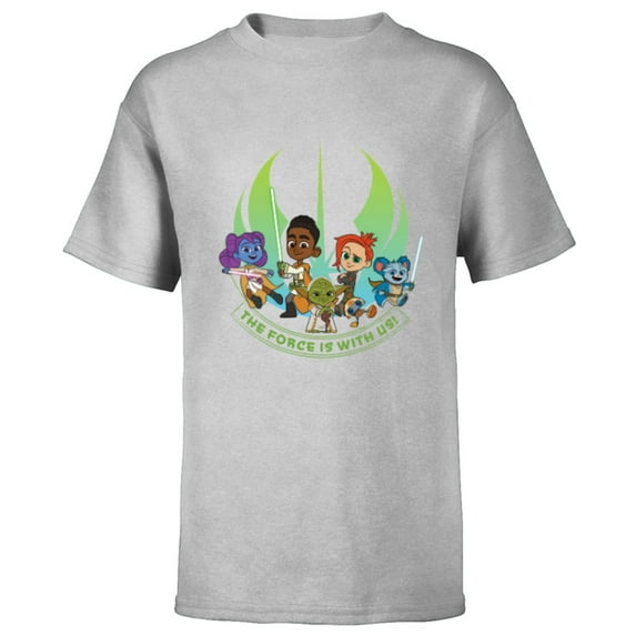 Star Wars Young Jedi Adventures Group The Force Is With Us! - Short Sleeve T-Shirt for Kids - Customized-Athletic Heather