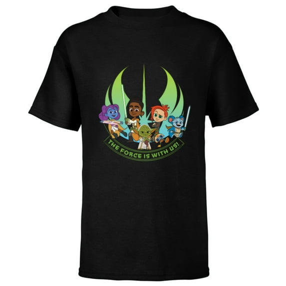 Star Wars Young Jedi Adventures Group The Force Is With Us! - Short Sleeve T-Shirt for Kids - Customized-Black