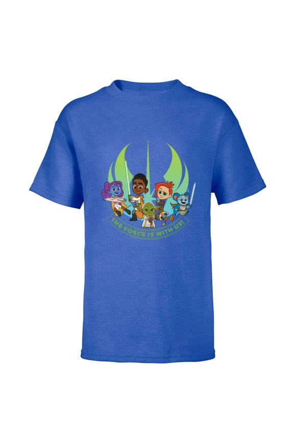 Young Jedi Adventures Group The Force Is With Us! - Short Sleeve T-Shirt for Kids - Customized-Royal