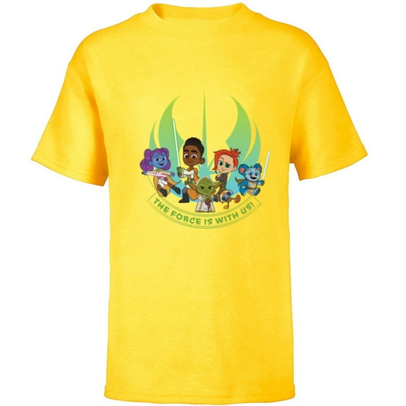 Star Wars Young Jedi Adventures Group The Force Is With Us! - Short Sleeve T-Shirt for Kids - Customized-Yellow