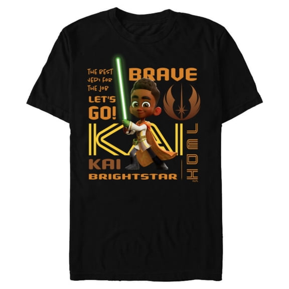 Star Wars Young Jedi Adventures Kai Brightstar Brave Jedi - Short Sleeve Blended T-Shirt for Adults - Customized-Black