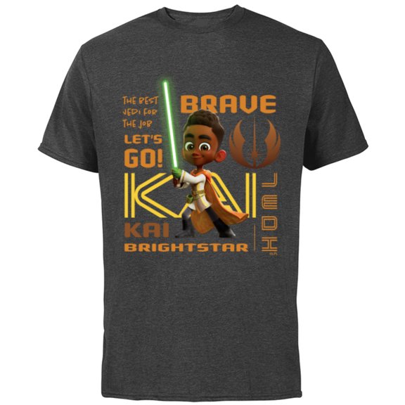 Star Wars Young Jedi Adventures Kai Brightstar Brave Jedi - Short Sleeve Cotton T-Shirt for Adults - Customized-Charcoal