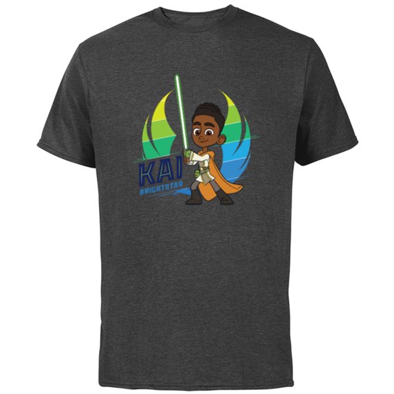 Star Wars Young Jedi Adventures Kai Brightstar & Lightsaber - Short Sleeve Cotton T-Shirt for Adults - Customized-Charcoal