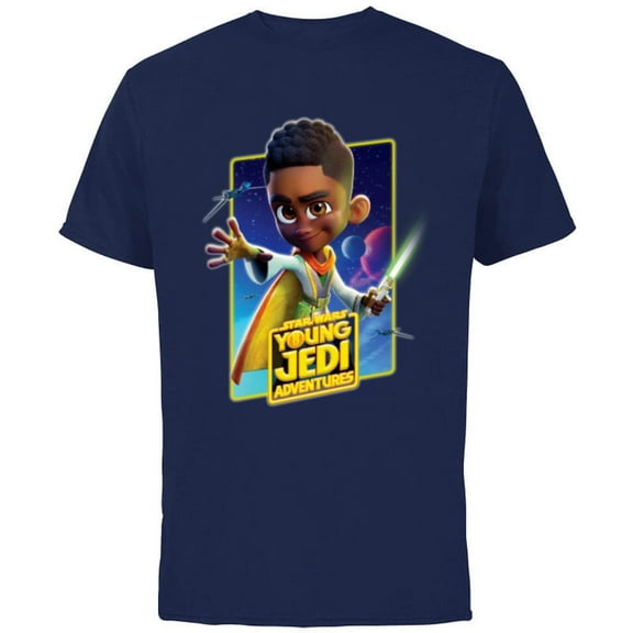 Star Wars Young Jedi Adventures Kai Brightstar Poster Art - Short Sleeve Cotton T-Shirt for Adults - Customized-Navy