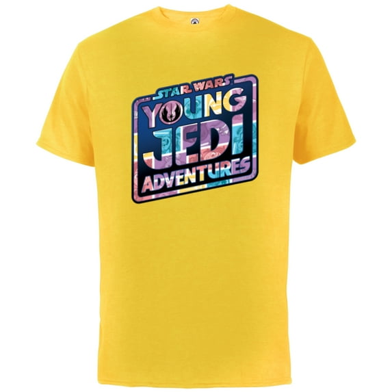 Star Wars Young Jedi Adventures Logo with Character Art - Short Sleeve Cotton T-Shirt for Adults - Customized-Yellow