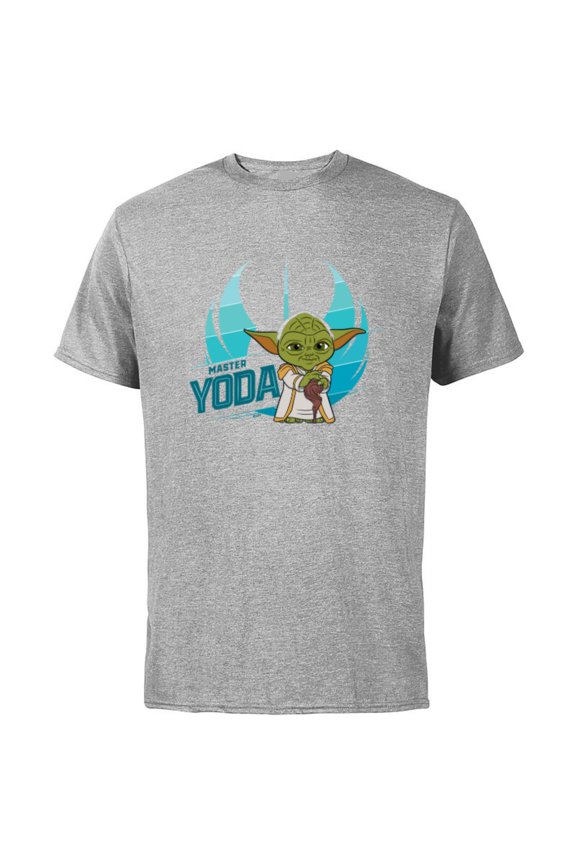 Young Jedi Adventures Master Yoda & Jedi Crest - Short Sleeve Cotton T-Shirt for Adults - Customized-Athletic Heather