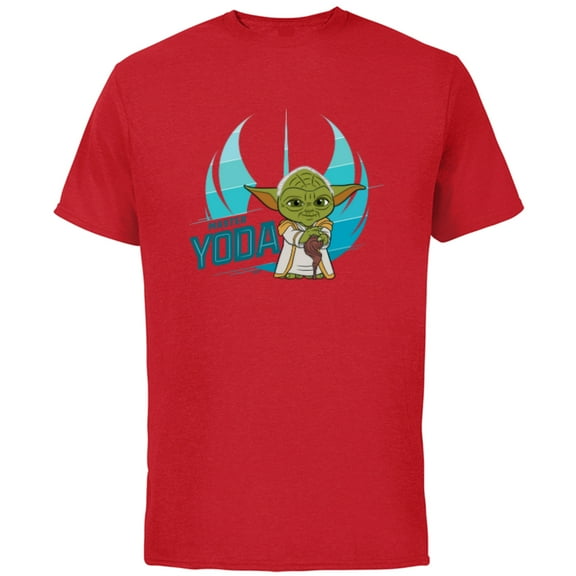Star Wars Young Jedi Adventures Master Yoda & Jedi Crest - Short Sleeve Cotton T-Shirt for Adults - Customized-Red