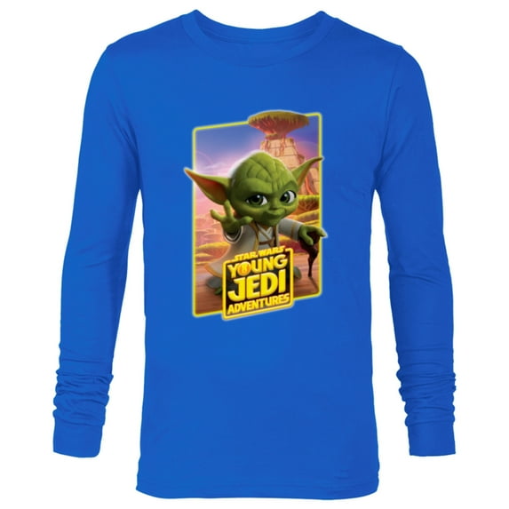Star Wars Young Jedi Adventures Master Yoda Poster Art - Long Sleeve T-Shirt for Men - Customized-Navy