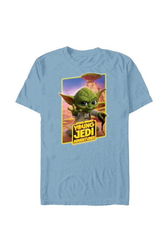 Young Jedi Adventures Master Yoda Poster Art - Short Sleeve Blended T-Shirt for Adults - Customized-Ocean Blue