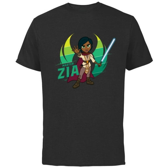 Star Wars Young Jedi Adventures Master Zia & Lightsaber - Short Sleeve Cotton T-Shirt for Adults - Customized-Black