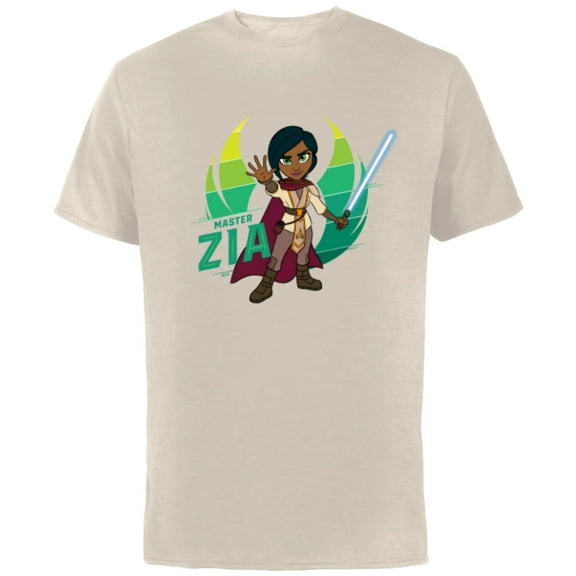 Star Wars Young Jedi Adventures Master Zia & Lightsaber - Short Sleeve Cotton T-Shirt for Adults - Customized-Natural