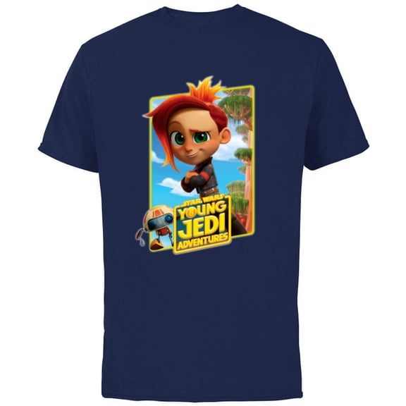 Star Wars Young Jedi Adventures Nash Durango & RJ-83 Poster - Short Sleeve Cotton T-Shirt for Adults - Customized-Navy