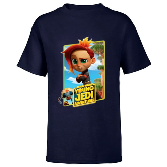 Star Wars Young Jedi Adventures Nash Durango & RJ-83 Poster - Short Sleeve T-Shirt for Kids - Customized-Navy