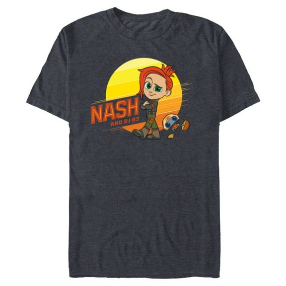 Star Wars Young Jedi Adventures Nash Durango & RJ-83 Sun - Short Sleeve Blended T-Shirt for Adults - Customized-Navy Heather