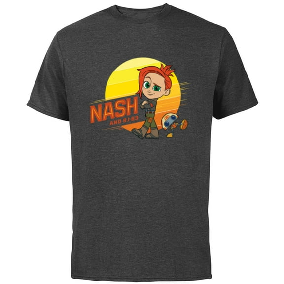 Star Wars Young Jedi Adventures Nash Durango & RJ-83 Sun - Short Sleeve Cotton T-Shirt for Adults - Customized-Charcoal