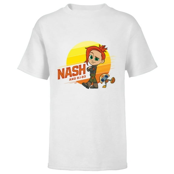 Star Wars Young Jedi Adventures Nash Durango & RJ-83 Sun - Short Sleeve T-Shirt for Kids - Customized-White