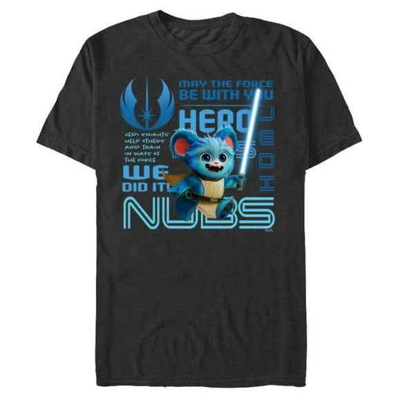 Star Wars Young Jedi Adventures Nubs Jedi Hero & Lightsaber - Short Sleeve Blended T-Shirt for Adults - Customized-Dark Heather