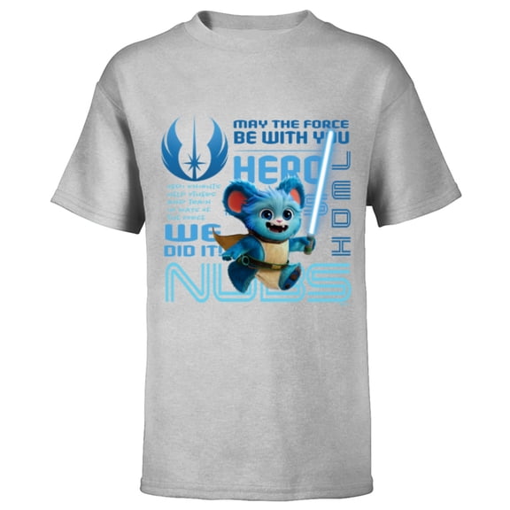 Star Wars Young Jedi Adventures Nubs Jedi Hero & Lightsaber - Short Sleeve T-Shirt for Kids - Customized-Athletic Heather