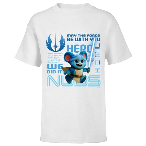 Star Wars Young Jedi Adventures Nubs Jedi Hero & Lightsaber - Short Sleeve T-Shirt for Kids - Customized-White
