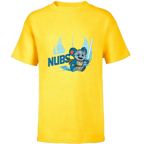 Star Wars Young Jedi Adventures Nubs & Lightsaber - Short Sleeve T-Shirt for Kids - Customized-Yellow