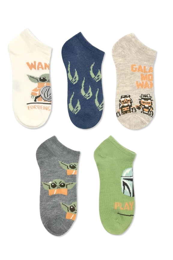 the Mandalorian & Grogu Boys No-Show Socks, 5-Pack, Sizes S/M-M/L
