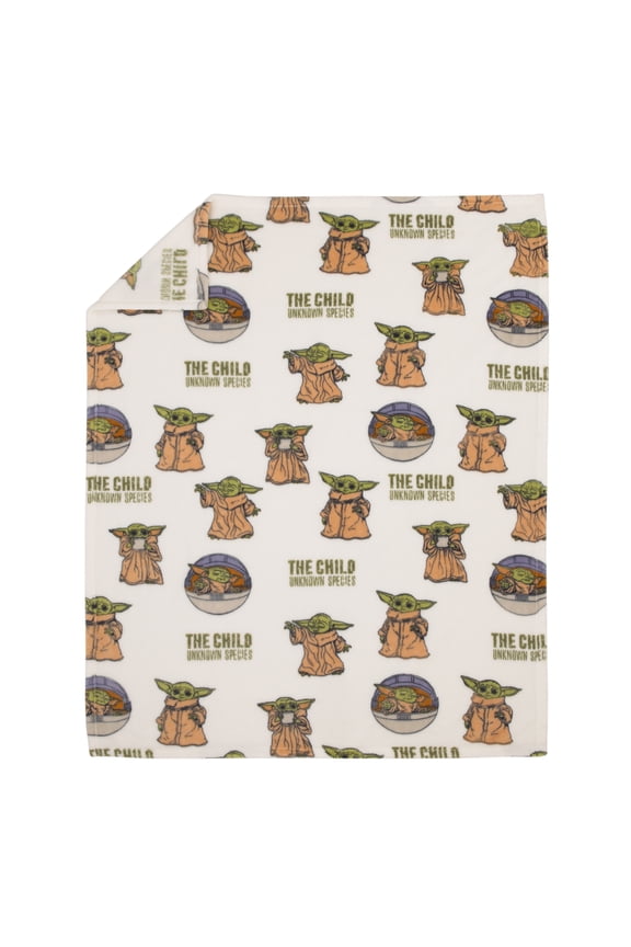 the Mandalorian the Child Toddler Blanket, Cream, Green, Brown, Toddler Boy, 40 x 50"