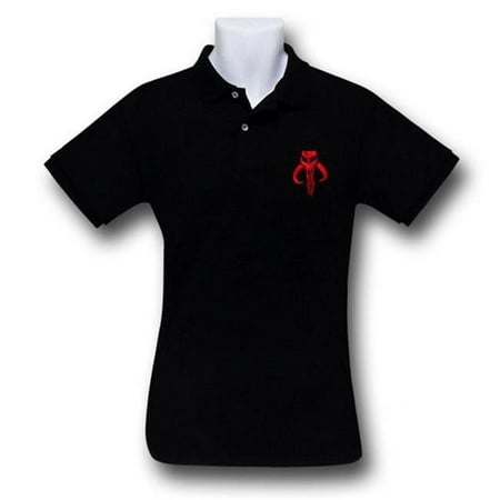 Star Wars tspolostrwrsmnd-M Star Wars Mandalorian Black Polo Shirt - Medium