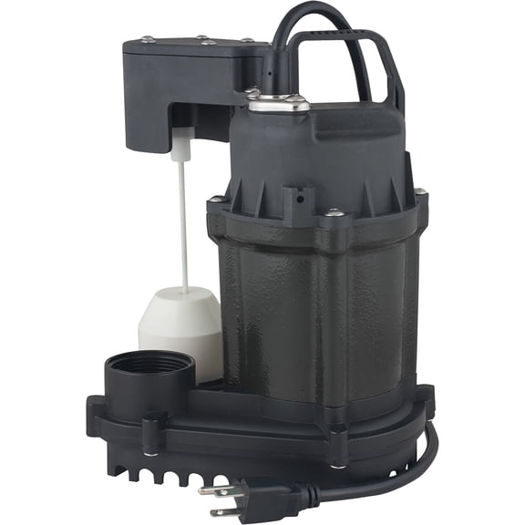 Star 3SVS 1/3 HP Cast Iron Submersible Sump Pump (1-1/2" Discharge Passes 3/8" Solids) Low Profile Premium Vertical Float Switch, 54 GPM