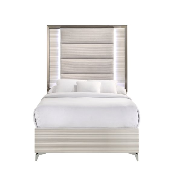 Star White King Bed With Led